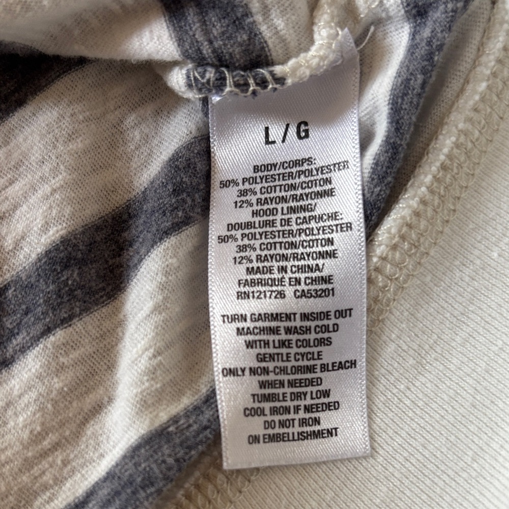 Aeropostale Striped Zip-Up Hoodie - White & Blue/Grey. SZ L GUC. - Picture 5 of 5